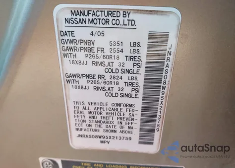 2005 Infiniti Fx35 from USA, damaged, VIN JNRAS08W95X213759